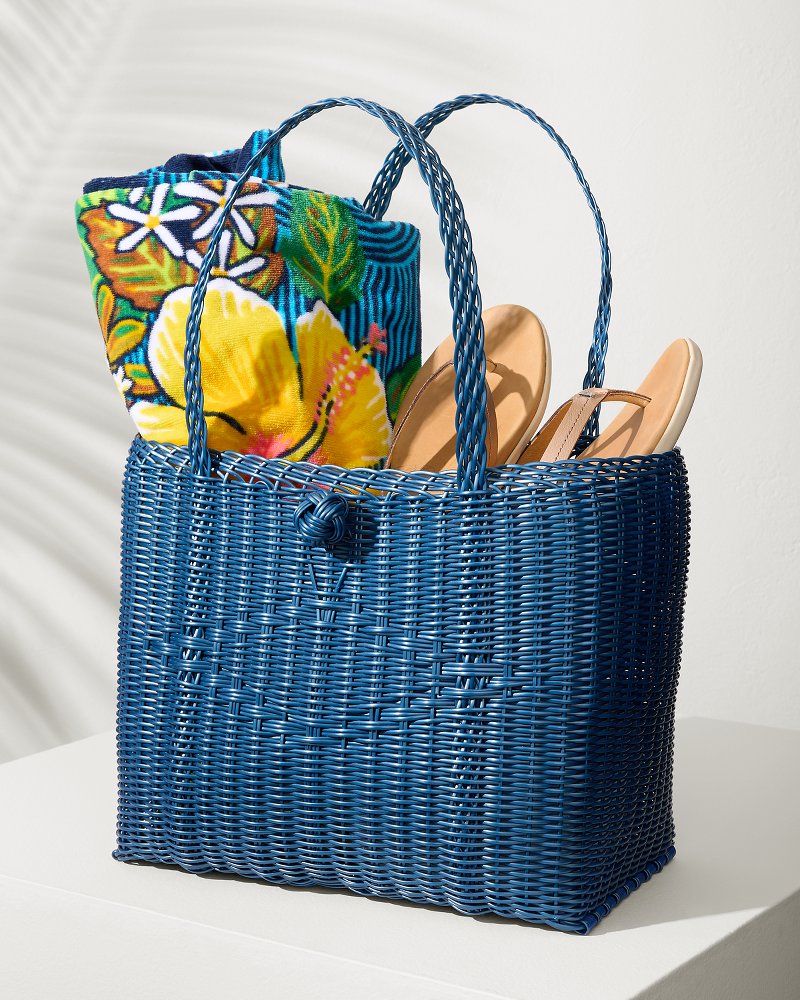Solid With a Diamond Woven Beach Tote