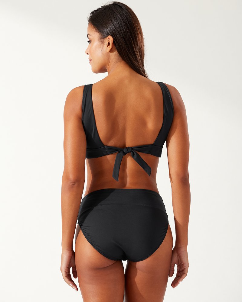 Modern Take One Shoulder Cut Out Bralette Bikini Top - Black