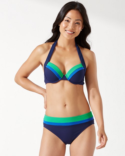 Island Cays Colorblock Underwire Halter Bikini Top