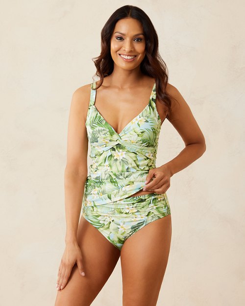 Paradise Fronds Underwire Twist-Front Tankini Top
