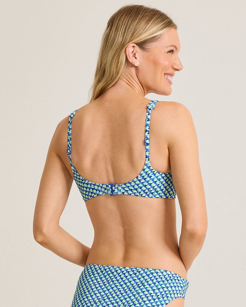 Thumbnail for Palm Modern Mosaic Pool Square-Neck Bikini Top