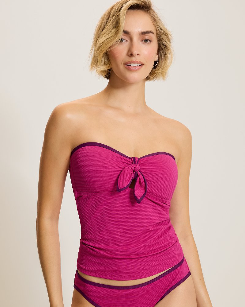 Island Cays Cabana Tie-Front Bandeau Tankini Top
