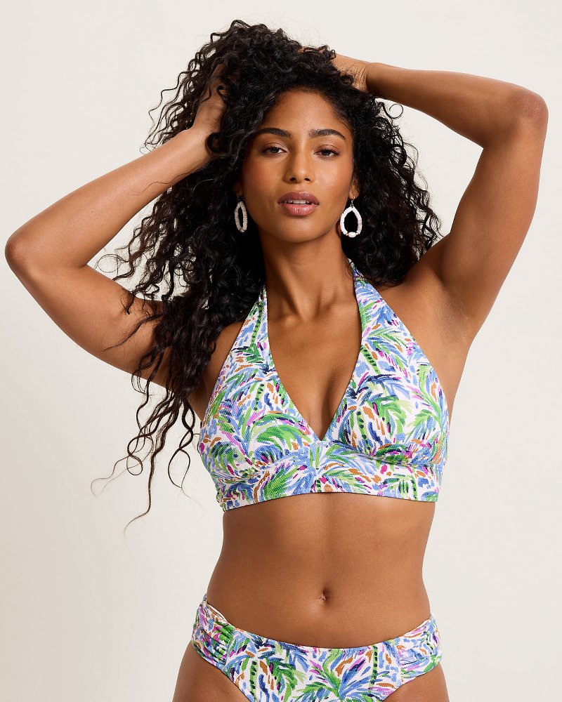 Island Cays Poolside Palms Halter Bikini Top