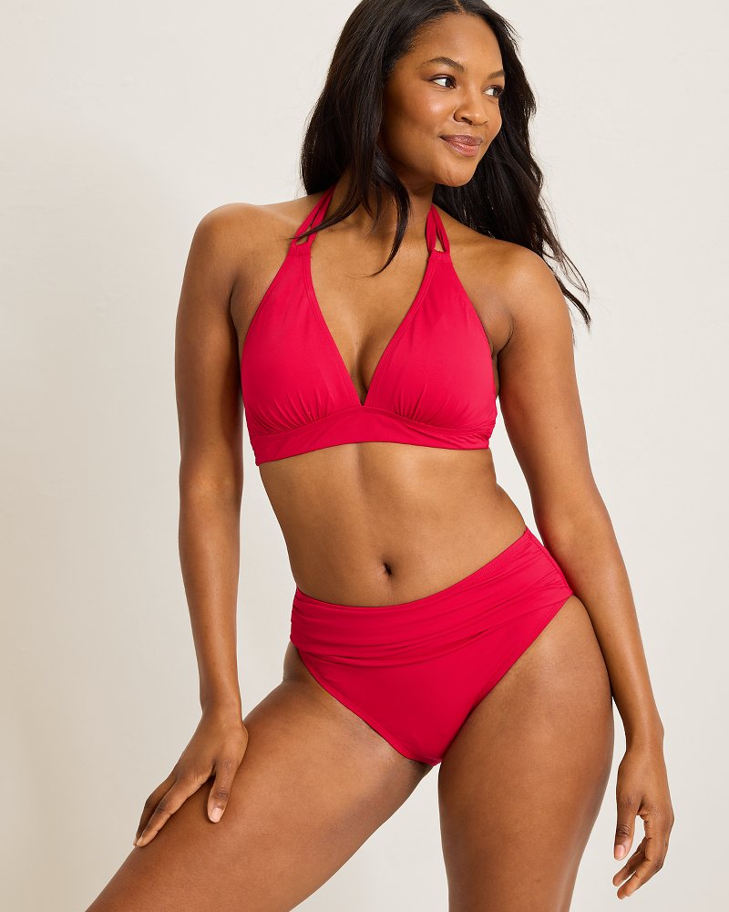 Pearl Double-Strap Halter Bikini Top