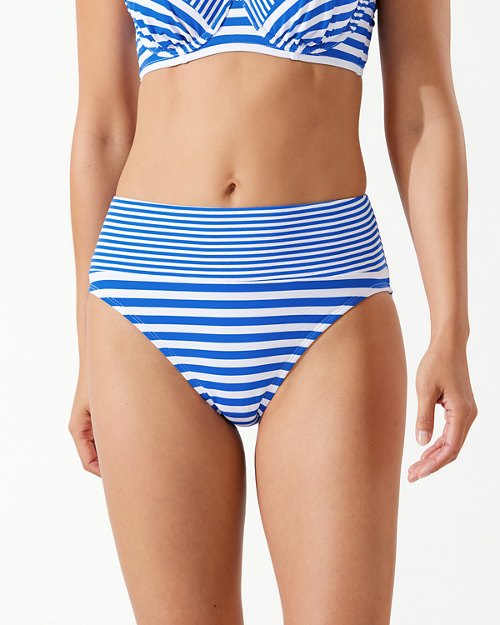 Breaker Bay Stripe High-Waist Bikini Bottoms