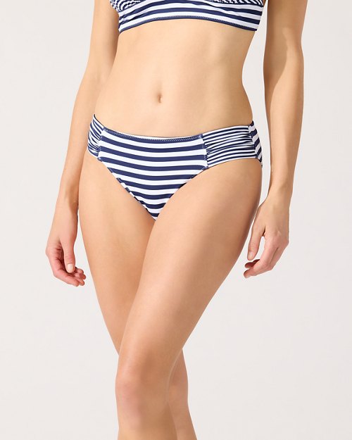 Breaker Bay Stripe Reversible Side-Shirred Hipster Bikini Bottoms