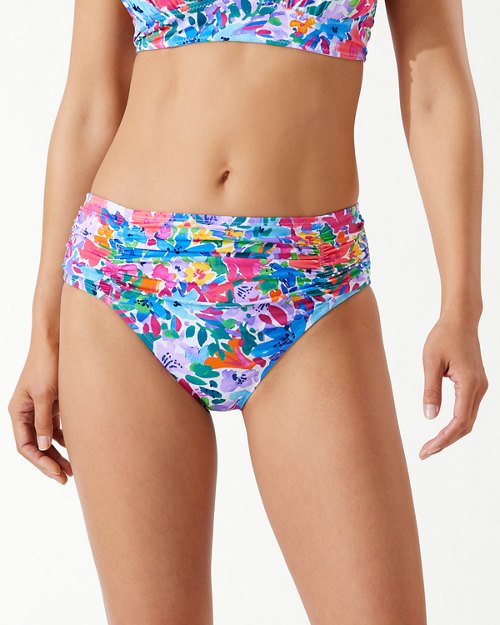 Watercolor Floral High-Waist Bikini Bottoms