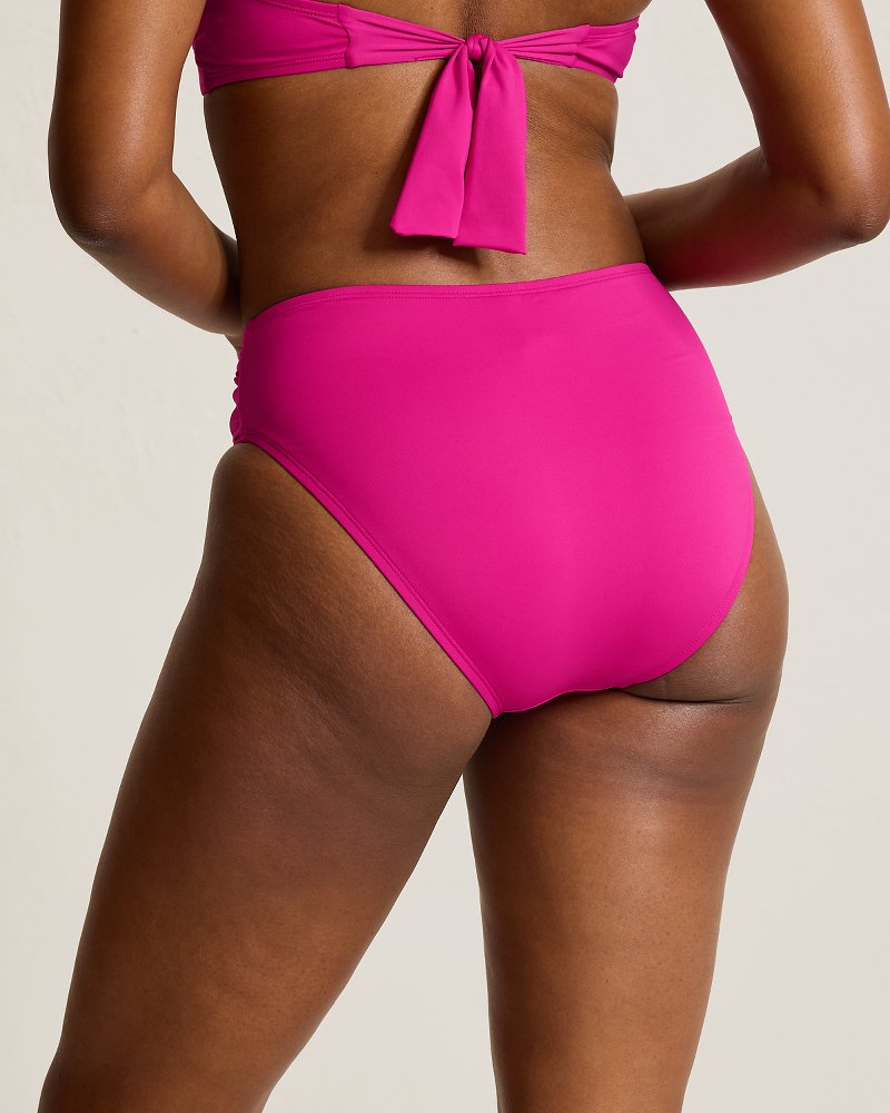 Pearl High-Waist Shirred Bikini Bottoms