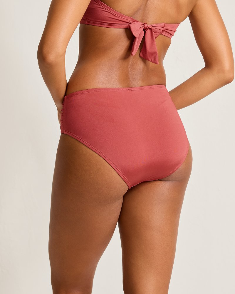 Jewel Sands Shirred High-Waist Bikini Bottoms