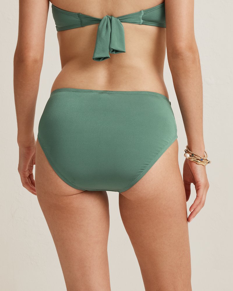 Jewel Sands Shirred High-Waist Bikini Bottoms