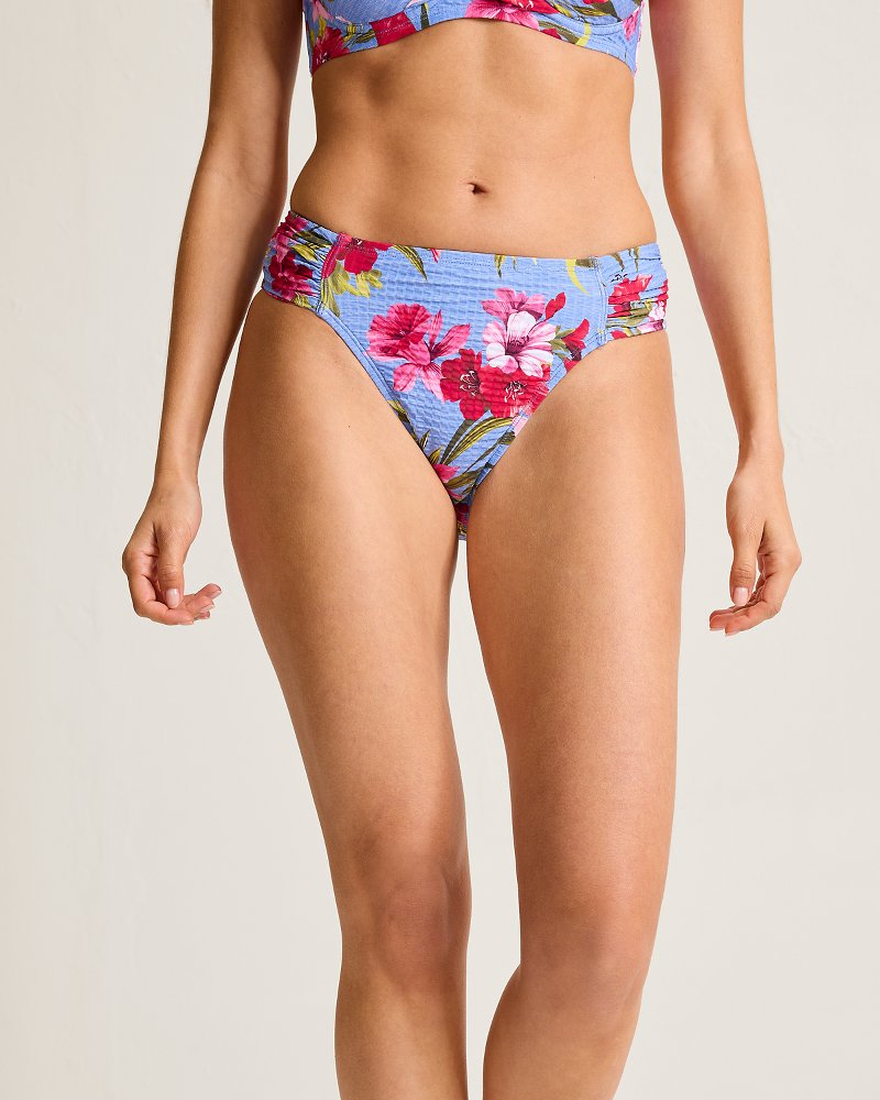 Tropic Isles Chambray Beach Shirred Hipster Bikini Bottoms