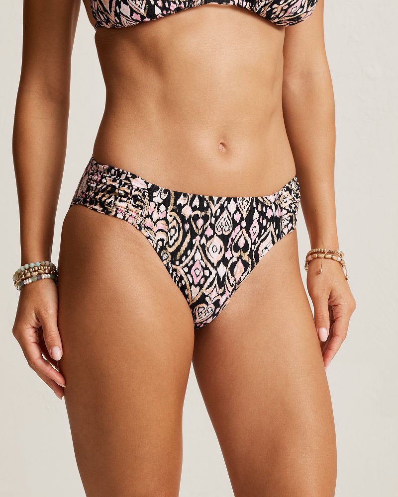 Tropic Isles Ikat Shirred Hipster Bikini Bottoms
