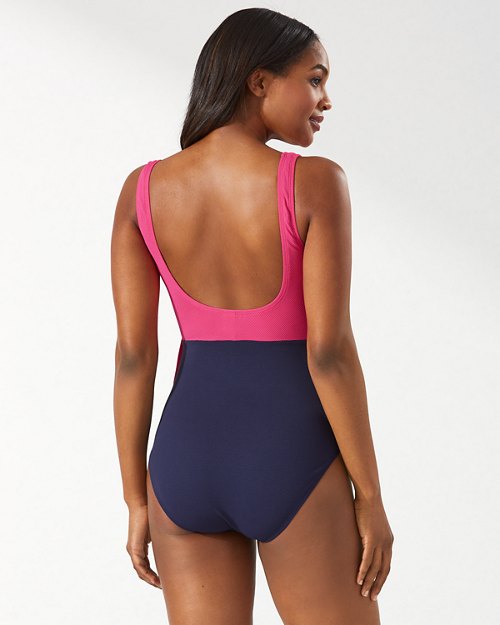 Island Cays Colorblock Wrap-Front One-Piece Swimsuit