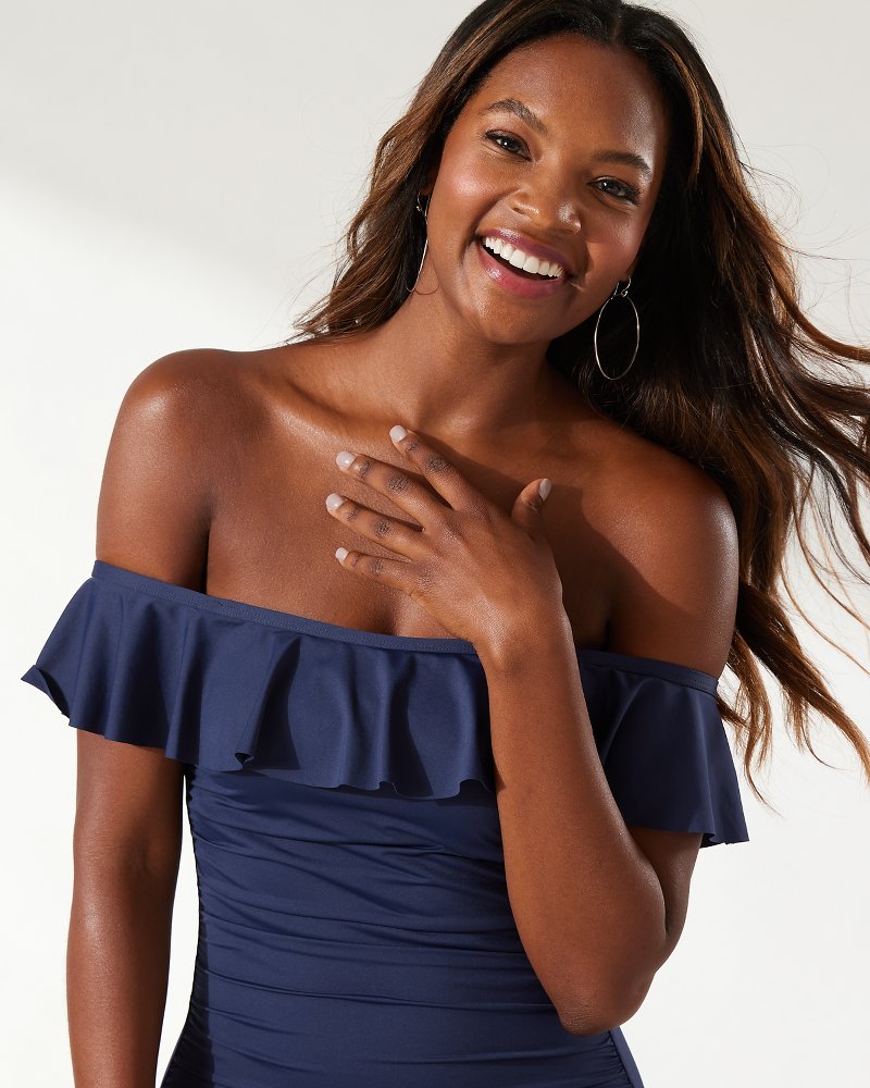 Pearl Off-the-Shoulder One-Piece Suit