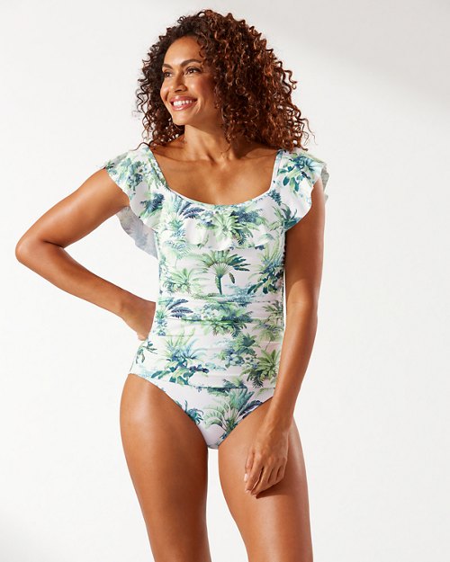 Art Of Palms Off-The-Shoulder One-Piece Swimsuit