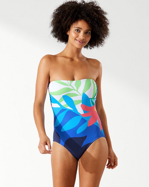 Paloma Palms Engineered Bandeau One-Piece Swimsuit