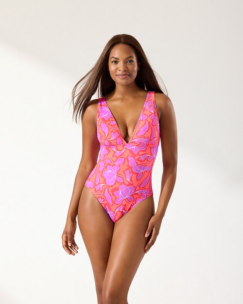Palm Modern™ Blissful Blooms V-Neck One-Piece Swimsuit