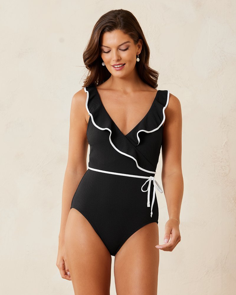 Tommy Bahama Pearl Solids Cross Front One Piece Swimsuit (D/DD Cup) at