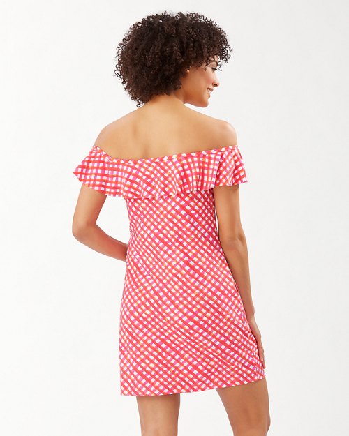 Harbour Island Gingham Off-the-Shoulder Ruffle Dress
