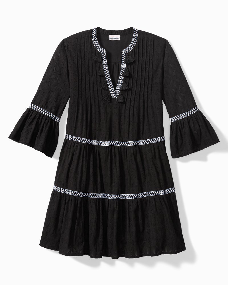 tommy bahama cotton clip embroidered tier dress Tommy Bahama Women's Cotton Clip Embroidered Tier Dress, Black, XS main image 0