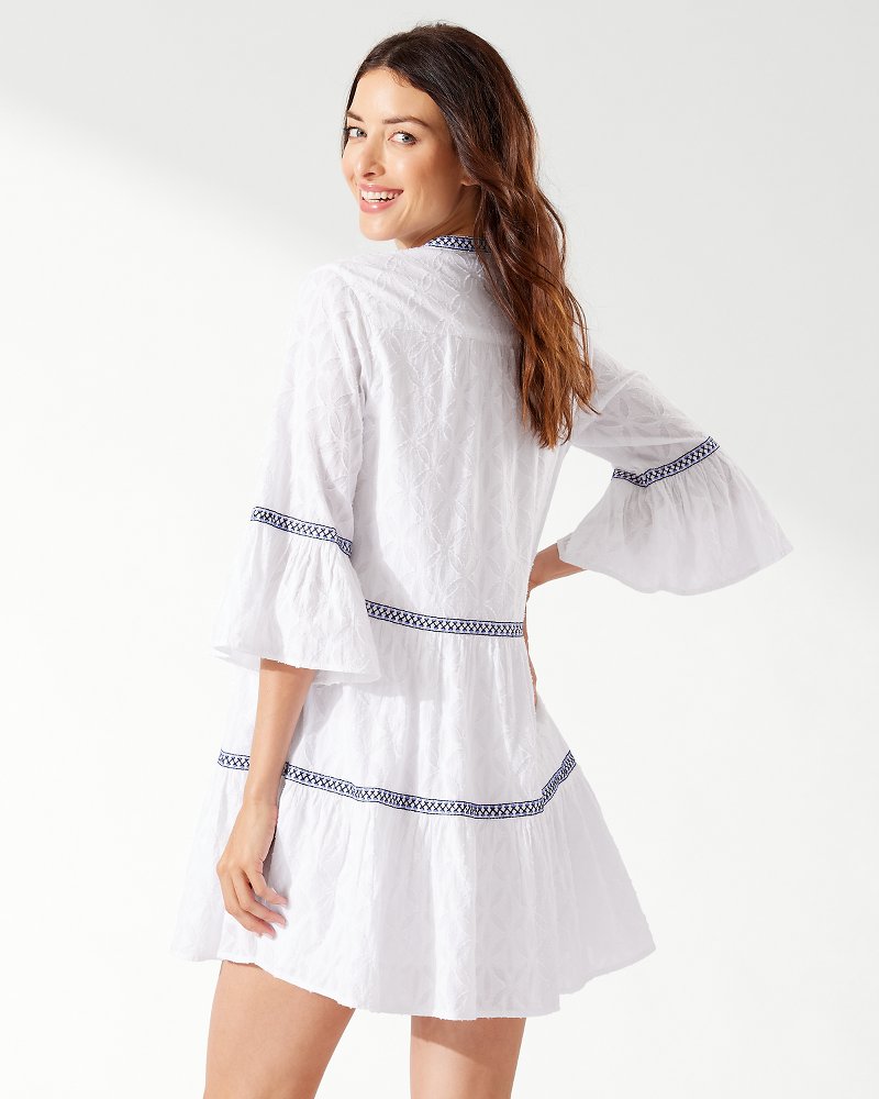 Cotton Clip Embroidered Tier Dress