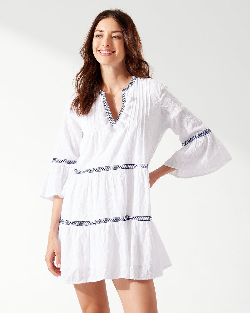 White embroidered hotsell beach cover up