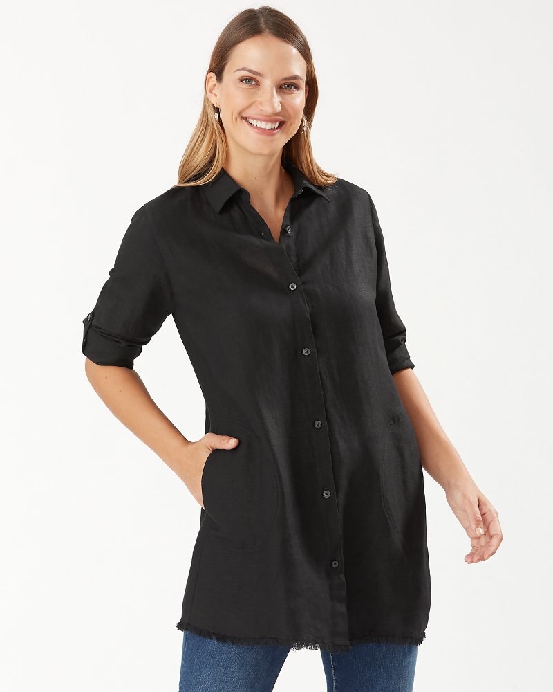 Crinkle Cotton Boyfriend Shirt