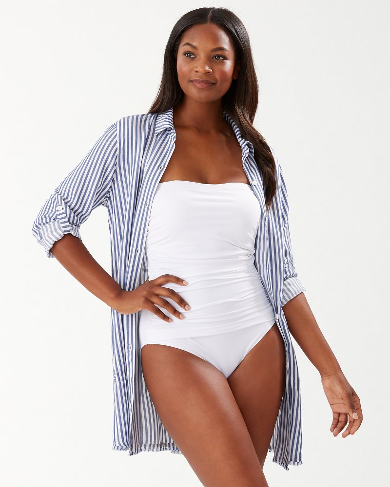 Chambray Stripe Boyfriend Beach Shirt