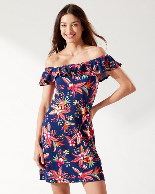 Island Cays Tropical Off-the-Shoulder Dress