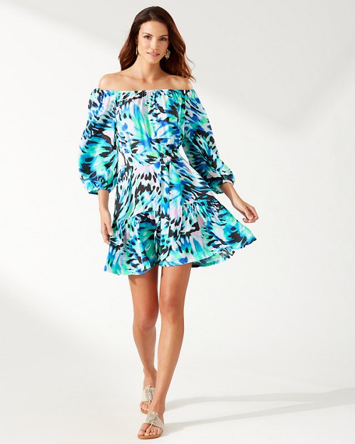 Leopard Monarch Off-the-Shoulder Tiered Dress