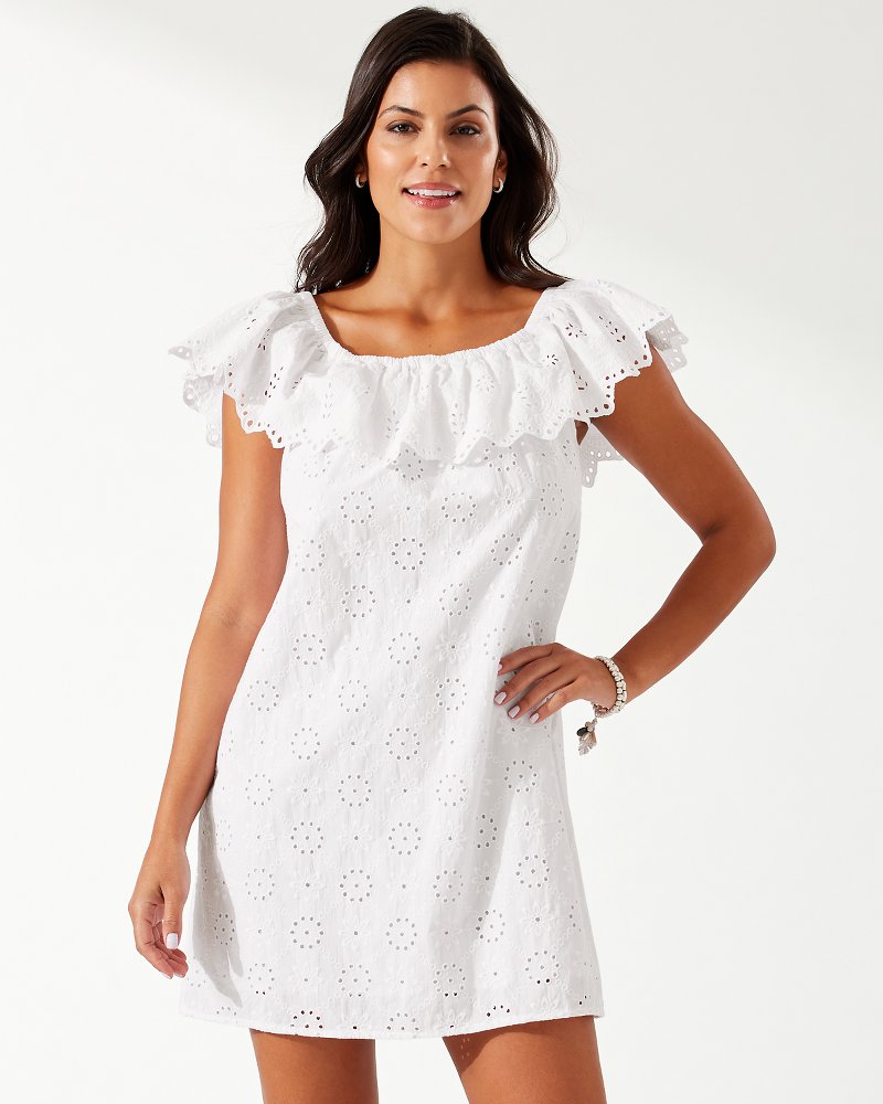 Harbour Eyelet Off-the-Shoulder Dress