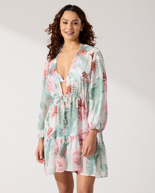 Breezy Botanical Open-Front Tunic