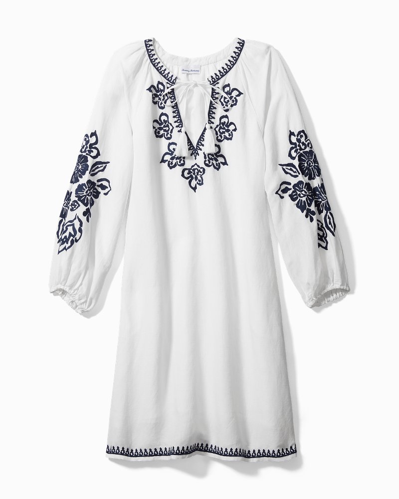 White embroidered sales tunic dress