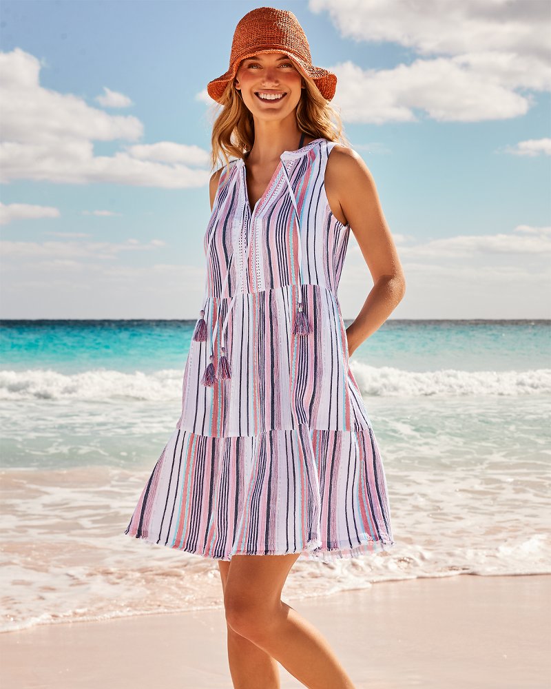 Mykonos Gauze Stripe Coverup Dress