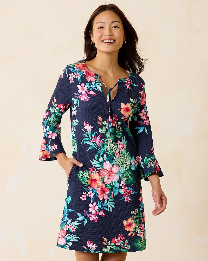 【 Bahama】アイランド ブルーム ミディ カバーアップ Island Cays Flora Flounce-Sleeve Coverup Dress
