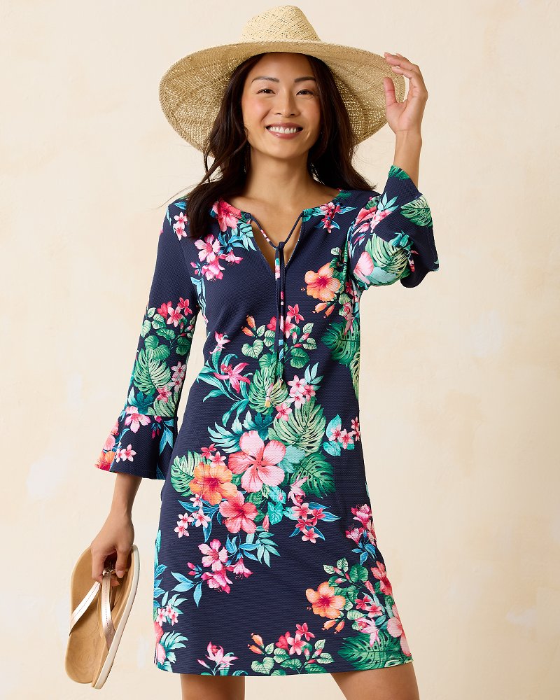 Island Cays Flora Flounce-Sleeve Coverup Dress