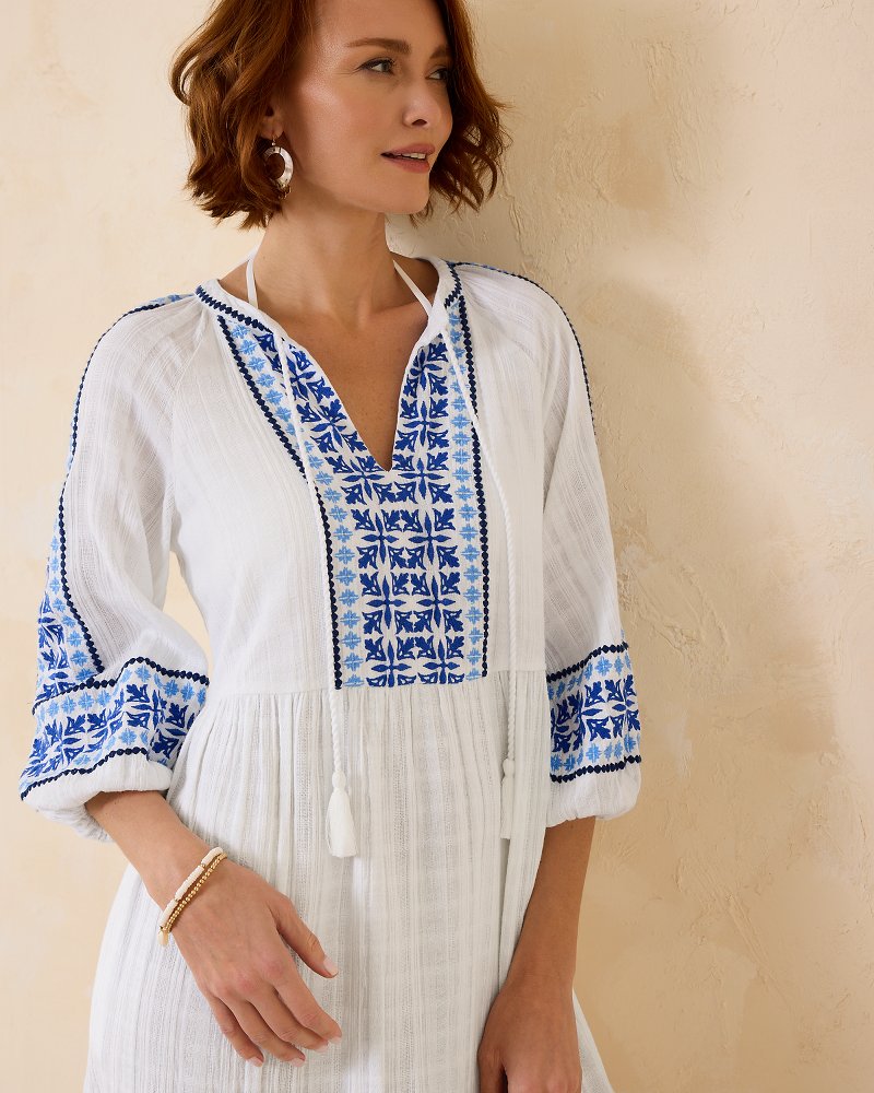 MYKONOS EYELET WHITE BUTTON DOWN SHIRT