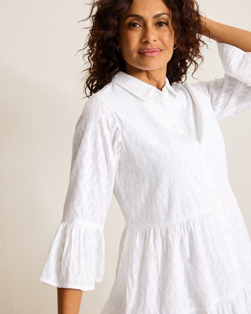 Thumbnail for Cotton Clip Jacquard Coverup Shirt Dress