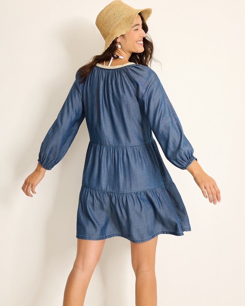 Thumbnail for Chambray Embroidered Coverup Dress