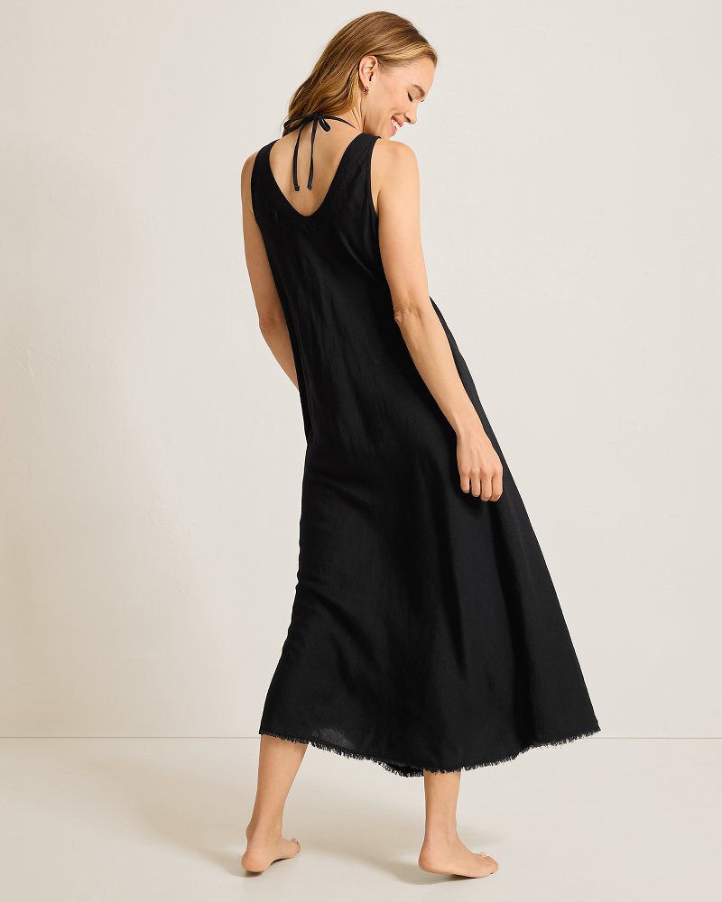 Thumbnail for St. Lucia Linen-Blend Bias-Cut Coverup Dress