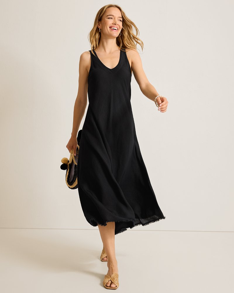 Thumbnail for St. Lucia Linen-Blend Bias-Cut Coverup Dress