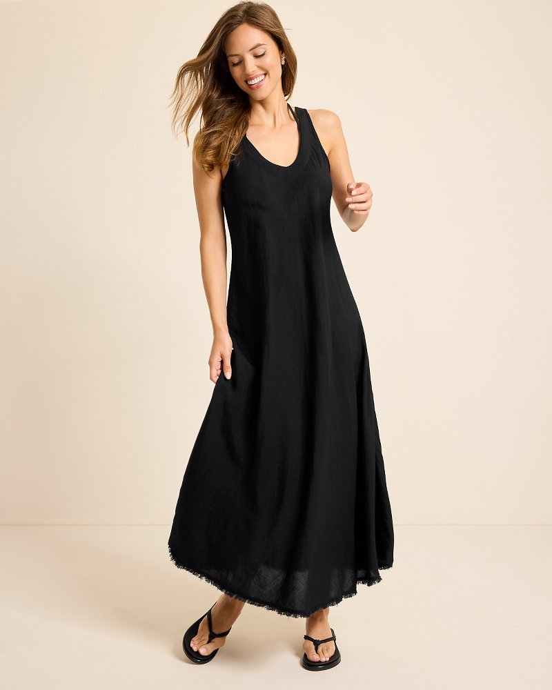 St. Lucia Linen-Blend Bias-Cut Coverup Dress