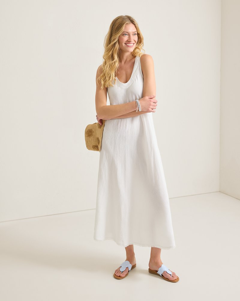 St. Lucia Linen-Blend Bias-Cut Coverup Dress