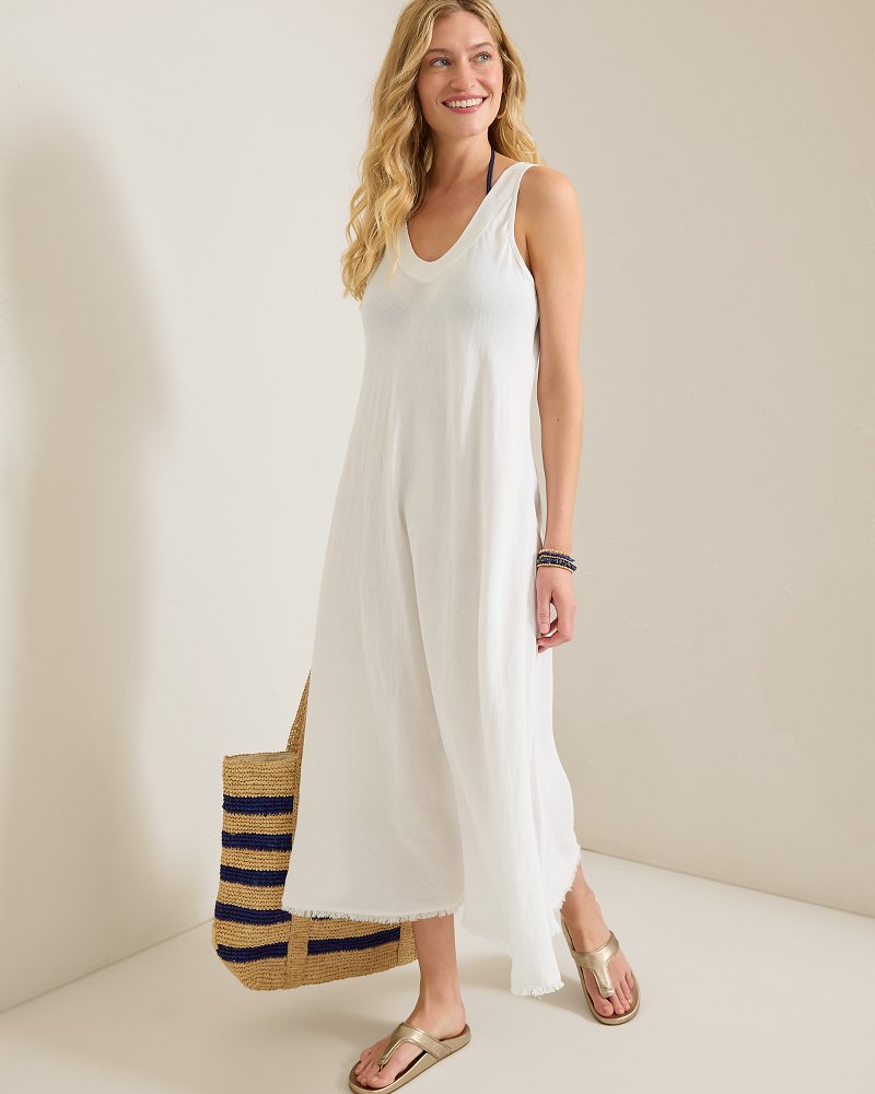 St. Lucia Linen-Blend Bias-Cut Coverup Dress