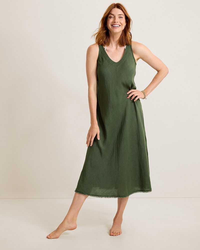 St. Lucia Linen-Blend Bias-Cut Coverup Dress