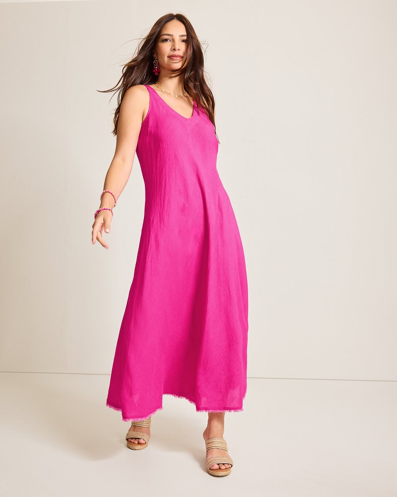 St. Lucia Linen-Blend Bias-Cut Coverup Dress