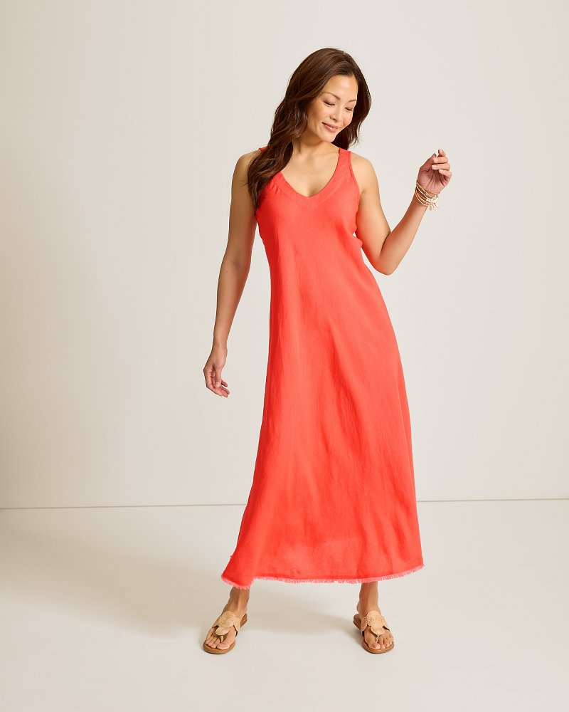 St. Lucia Linen-Blend Bias-Cut Coverup Dress