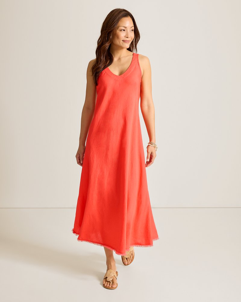 St. Lucia Linen-Blend Bias-Cut Coverup Dress