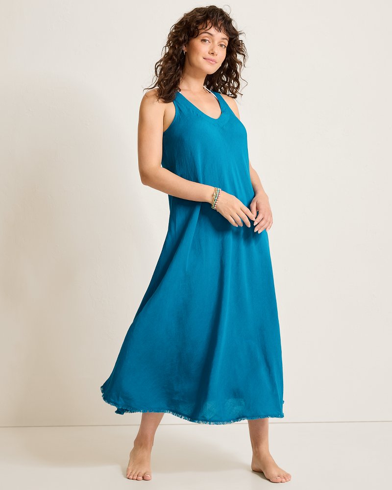 St. Lucia Linen-Blend Bias-Cut Coverup Dress