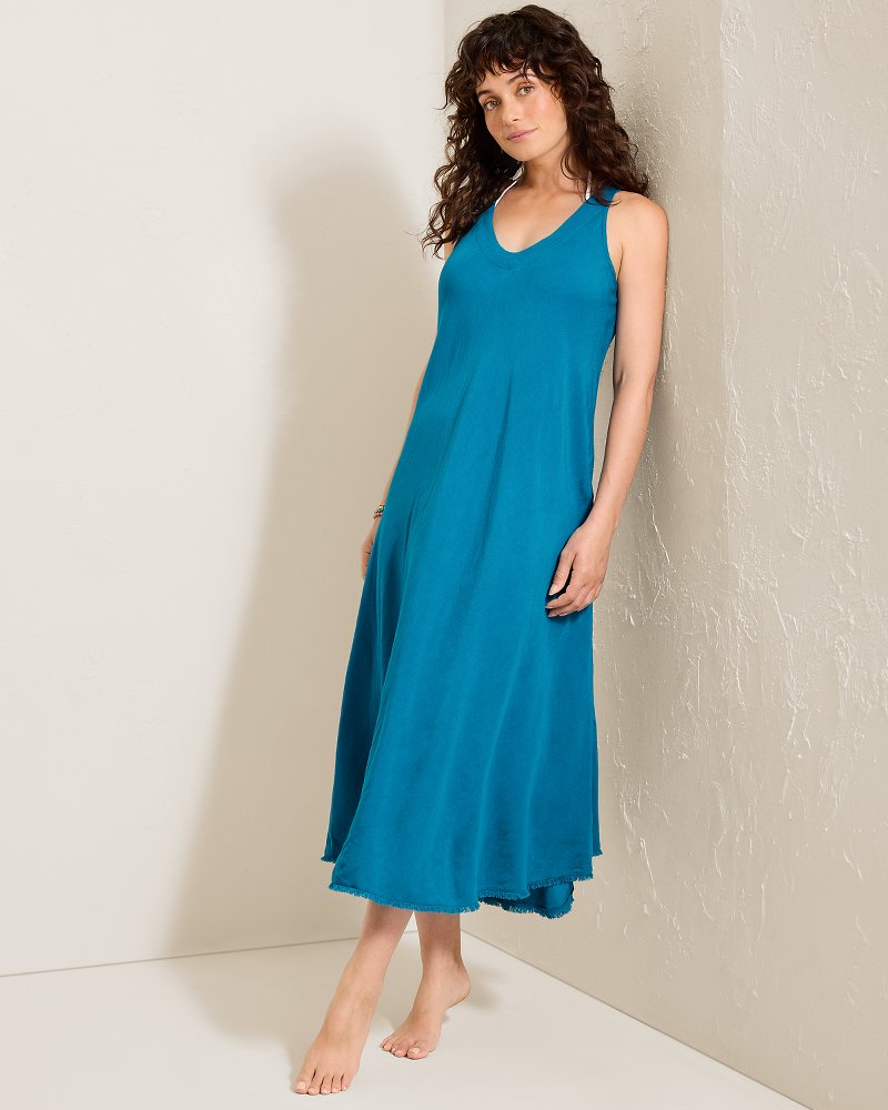 St. Lucia Linen-Blend Bias-Cut Coverup Dress